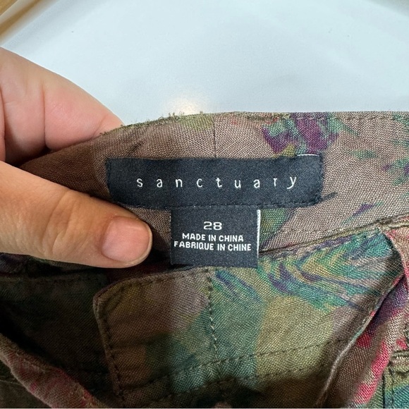 Sanctuary for Anthropologie NWT Green Tropical Floral Linen Blend Shorts Size 28 - Picture 5 of 6
